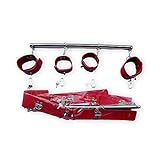 Adult flirting supplies Interest stainless steel handcuffs ankle bracelets suit Adult leather products Hot Sale Sex Toy Adjustable Steek Spreader Bars with Cuffs Bondage (Red)