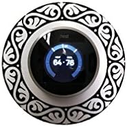 Nest Thermostat wall plate - Silver with feathered style engraving and adhesive backing