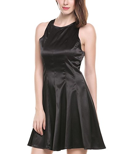 ANGVNS Dresses Sleeveless Ponte Fit-and-Flare Dress Black M