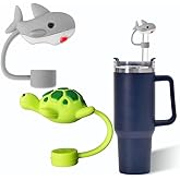 Sharks and turtles Straw Cover for Stanley 40&30 Oz Cup, 10mm Silicone Straw Covers Cap for Stanley Cup Accessories, Cute Topper for Tumblers, Cap Stopper for Reusable Straws