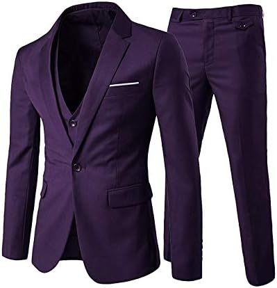 YOUTHUPMen's Suit Slim Fit 3-Piece Suits for Wedding Business Men's Suit Jacket Suit Trousers Vest