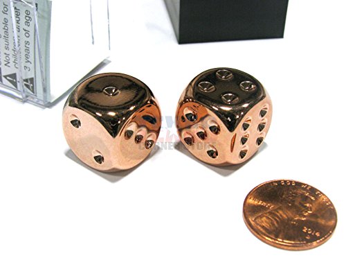 Copper Plated 16mm 6 Sided Dice 2 ea in Box by Chessex Dice