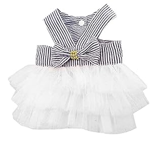 Dog Dress Puppy Mesh Tutu Rok Pet van de Partij van de zomer kleren kostuum met Boog voor Hond Kat Small Medium Zwarte…