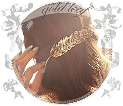 Ecocharms 6PCS Feather Style Styling Hairpins Set Gold Metal Hair Clips Headwear Barrettes Accessories for Woman Girls(3 Feather+3 Geometry)