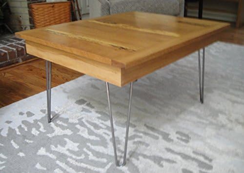 Salvaged Oak Mid Century Coffee Table with Harpin Legs