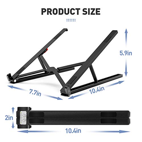 Portable Laptop Stand Adjustable Aluminium Alloy Laptop Stand Foldable Ventilated for MacBook and Notebook Black