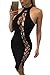Womens Halter Lace Up Hollow Out Bodycon Bandage Midi Club Dress M Black