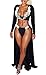 Cutedi Womens Black Floral Lace Deep V Neck Long Sleeve 2 Piece Crop Top Slit Maxi Dresses Skirt Set S