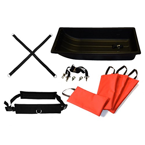 Speedster Torpedo Sled - Complete Resistance Training with Drag Sled, X-Harness, Padded Waist Belt, Tow Lines, and Weight Bags - Thumbnail 4