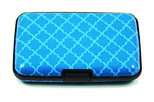 Aluminum RFID Blocking Credit Card Holder for Men & Women - Cool Slim Metal Business Card Case (Blue Web)