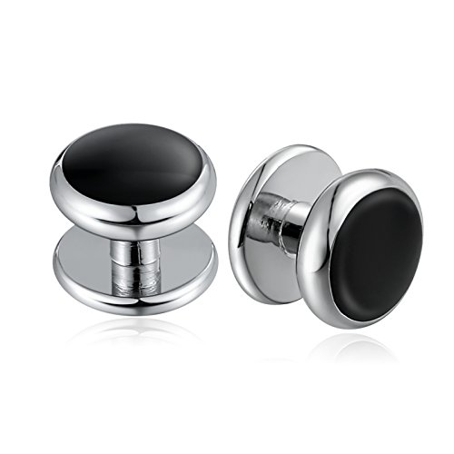 Aienid Mens Cufflinks and Studs for Men, Father of The Bride Cufflinks Set Tuxedo Shirts Bowtie Black