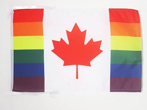 AZ FLAG, Canada Rainbow Flag, 18'' x 12'', 100% Polyester gay canadian Small Banner with Two Cords, Fade Resistant