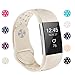 POY Replacement Bands Compatible for Fitbit Charge 2, Adjustable Breathable Wristbands with Air Holes Straps, Small Creamy White