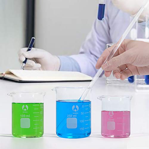 Glass Beaker Set Borosilicate Glass Measuring Low Form 50/100/250ml 3 Pack Graduated Beakers (3)