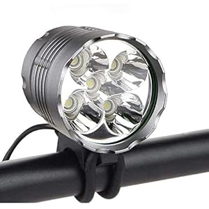 SSU Bike Light, 6000 Lumen 5 LED Bicycle Headlight, Waterproof Mountain Bike Front Light Headlamp with 6400mAh…