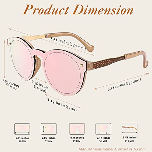 GQUEEN Sunglasses for Women and Men, Mirrored, Large, Round, UV400