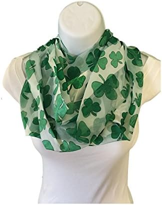 Infinitely Irish White and Green Shamrock Loop Scarf
