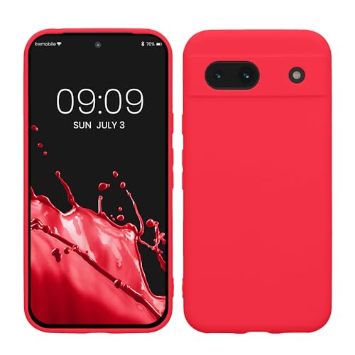 kwmobile Case Compatible with Google Pixel 8a Case - Protective Slim TPU Phone Cover - Soft Matte Finish - Neon Pink