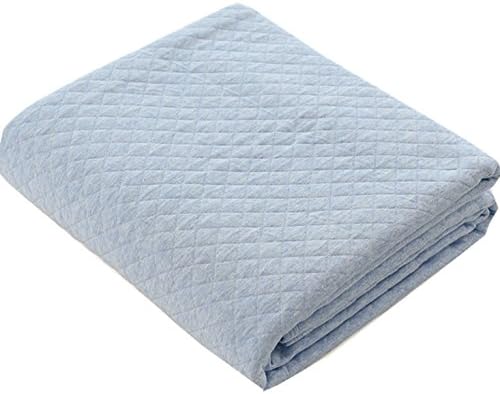 Ningkotex Solid Dyed Cotton Jersey Thin Comforter For Summer Light Weight Filled Quilt Knit Blanket With Diamond Check (Twin, Blue)
