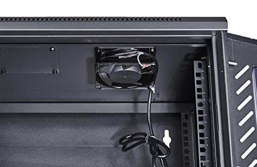 KENUCO [Fully Assembled] Deluxe IT Wall Mount Cabinet | Server Rack | Data Network Enclosure 19-Inch Server Network Rack with Locking Tempered Glass Door (Black 6U) - Thumbnail 3