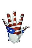KarmaSports Leather Golf Glove, Anti-Slip Grip with American Flag design