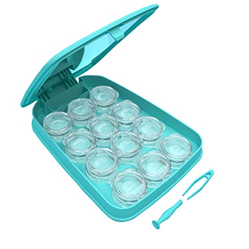 Woniutch Bulk Contact Lens Case Travel Kit with Mirror,6 Sets Design (Blue)