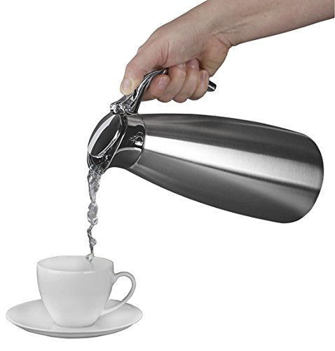 Isosteel VA-9345K 1 Litre 18/8 Stainless Steel Tableline Double-Walled Straight Shape Vacuum Pot with Flap Lid. - Thumbnail 6