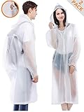 HLK.Sports Rain Coats, [2 Pack] EVA Reusable Rain Coat Jacket with Hood, Size 59