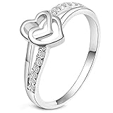 Women's Fashion Heart Crystal Engagement Wedding Cz Band Eternity Cubic Zirconia Bridal Bands Ring