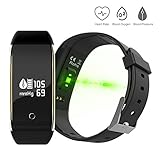 WEMOSI Bluetooth 4.0 Fitness Tracker - Heart Rate Blood Pressure Blood Oxygen Monitor - Sports Activities Calorie Burned Sleep Model - Sports Bracelets