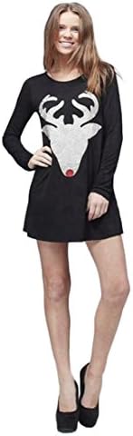 Mom＆Me Baby Girls Women Christmas Dress Daoroka Deer Long Cute Beautiful Sleeve Dress Family Outfits Clothes (L, Mom/Black)