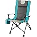 Ozark Trail High Back Chair, Ultra Durable Steel Frame, Adjustable Feet, With Cup Holder, Perfect Seat for Outdoor, Camping and Picnic (Turquoise)