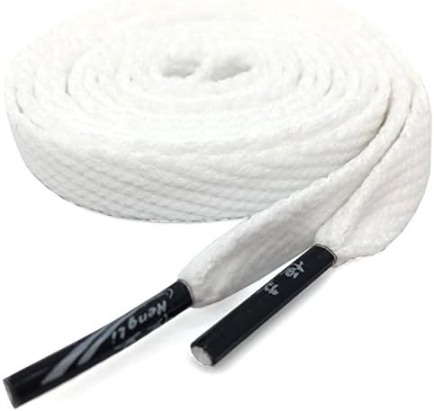 1 Pair 10MM Wide Athletic Shoe laces YJRVFINE Colorful Head Thick Flat White Shoelaces Strings for Sneakers 45.28"