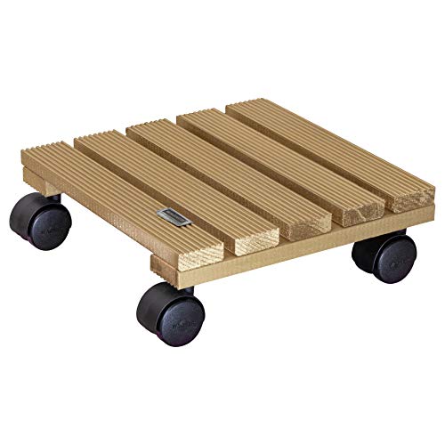 WAGNER Plant trolley COUNTRY 25 x 25 x 8 cm I For indoor use I Non-slip rolling board I Made of FSC®-certificated solid wood, gold coloured I Load capacity 100 kg I Made in EU - 20043101