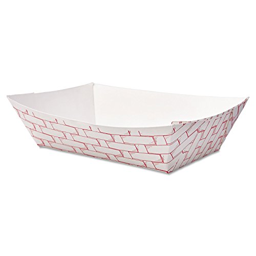 Boardwalk BWK30LAG200 2 lbs. Capacity Paper Food Baskets - Red/White (1000/Carton)