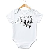 See you in August Custom Baby Pregnancy Announcement Bodysuit (White, 0-3 Months)