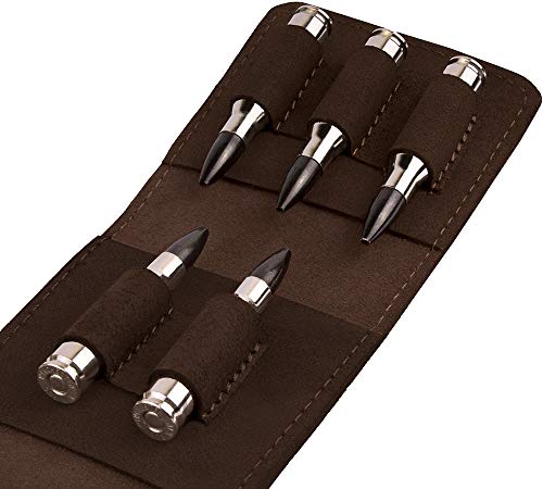 BronzeDog Genuine Leather Rifle Cartridge Holder Hunting Ammo Wallet Shotgun Shell Pouch .30-30 .308 .30-06 Caliber 5 Loops (Brown)