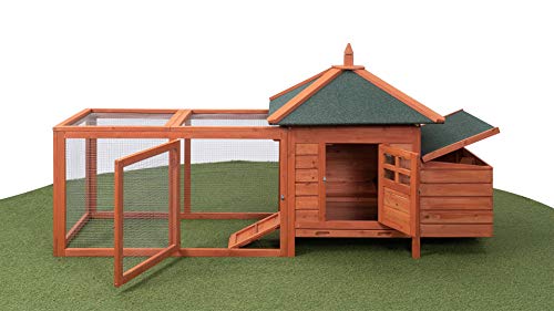 Miweba MyAnimal Hühnerstall MH-19 | 206x73x123 cm - Für 3 Hühner - Nistkasten mit Freilaufgehege - 2 Sitzstangen - Winterfest - Hühnerhaus mit Eiablage - Kiefernholz - Voliere (Braun) – Bild 5