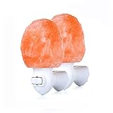 SMAGREHO Natural Himalayan Salt Lamp Night Light Mini Hand Carved Natural Crystal Wall Light for Air Purifying, Decoration and Lighting with UL-Approved Wall Plug, 2 Pack ( (Original stone)