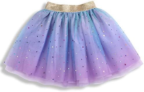 Baby Girls Tutu Skirt Girls Rainbow Sparkle Sequin 3 Layered Puffy Soft Tulle Skirt
