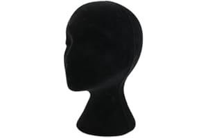 BLUELANS Female Styrofoam Mannequin Head, White Foam Wig Head Display, Styrofoam Foam Mannequin Wig Head Stand Model Foam Head for Hats Wigs Sunglasses Halloween Decoration (Black)