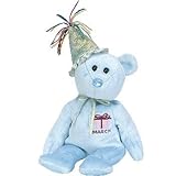 Ty Beanie Baby March Teddy Happy Birthday Bear w Hat