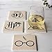Harry Potter Icons Ceramic Square Coasters for Drinks Absorbent, Set of 4 | Tabletop Protection for Home & Kitchen, Dining Table | Coffee Table Decor, Barware Accessories | Wizarding World Gifts