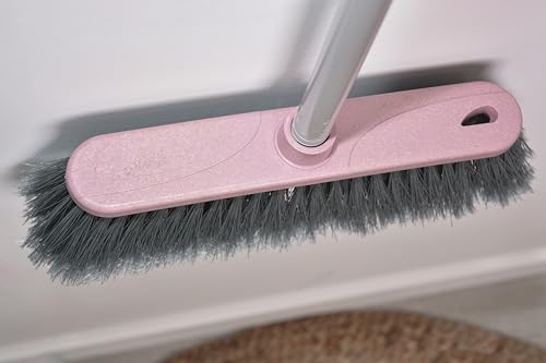 YORK Restart Broom with Long Handle, 120 cm, Beech Wood and Recycled Plastic, Ergonomic Floor Brush with Dense Bristles for Indoor and Outdoor Sustainable Erika Purple 31 cm Width