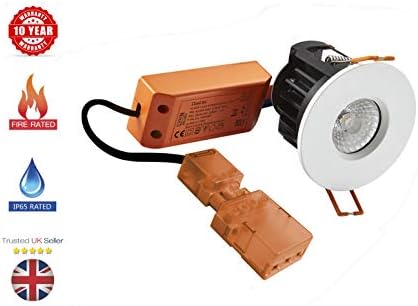 10W COB IP65 LED 4K Integrated FIRE Rated Downlight 240V RECESSED Spots - Polished Chrome Bezel