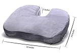 FIRM Seat Cushion for Coccyx Tailbone and Back Pain-Memory Foam High Density FIRM Premium Quality - Ideal for Home Office Desk Chairs, Auto Seats, Sports Stadium Seats! (Gray)