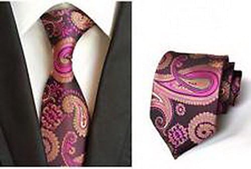 MINDoNG Necktie Paisley Men's Rose JACQUARD WOVEN Necktie Pocket Square Hankerchief GAG # 33178