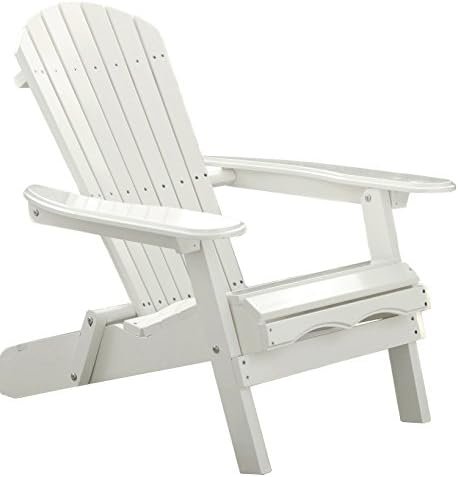 Merry Garden Foldable Wooden Adirondack Chair Outdoor Garden Lawn Deck Chair White