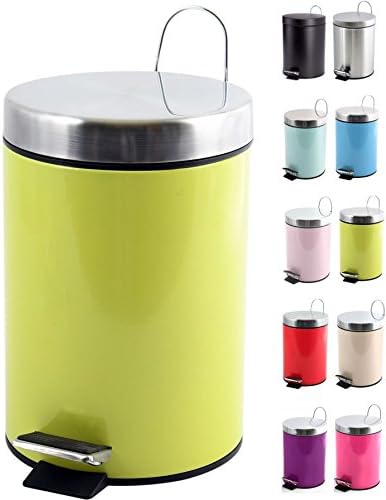 MSV 3 Litre Polypropylene Inox Metal Step Bin, Green