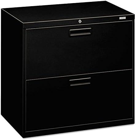 HON Products - HON - 500 Series Two-Drawer Lateral File, 30w x 28-3/8h x 19-1/4d, Black - Sold As 1 Each - An excellent choice for a small office or home office setting. - Heavy-duty three-part telescoping slide suspension operates on steel ball bearing suspension. - Mechanical interlock allows only one drawer to open at a time to inhibit tipping. - Four adjustable leveling glides. - Adjustable hang rails for side-to-side letter/legal filing.